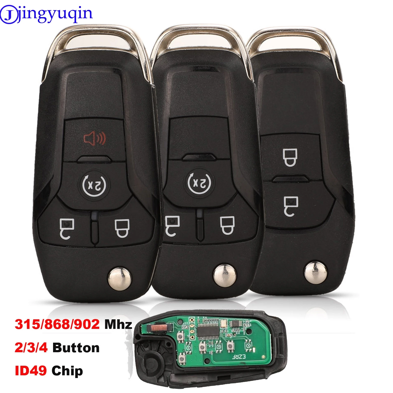 jingyuqin 2/3/4 buttons Remote Key Folding Control With Keyless ID49 Chip for Ford Fusion 2013-2015 HU101 315/868/902 Mhz ID49