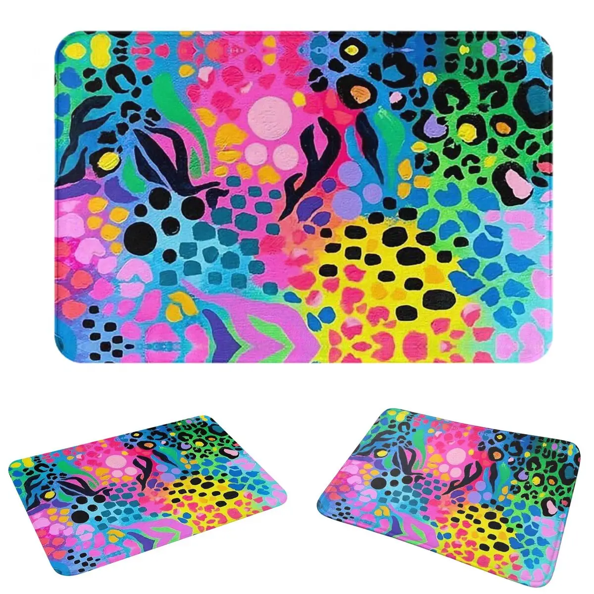 Vibrant Leopard Print Non-slip Doormat Floor Mat Dust-proo Carpet Rug for Kitchen Entrance Home Bathroom Footpad Mats
