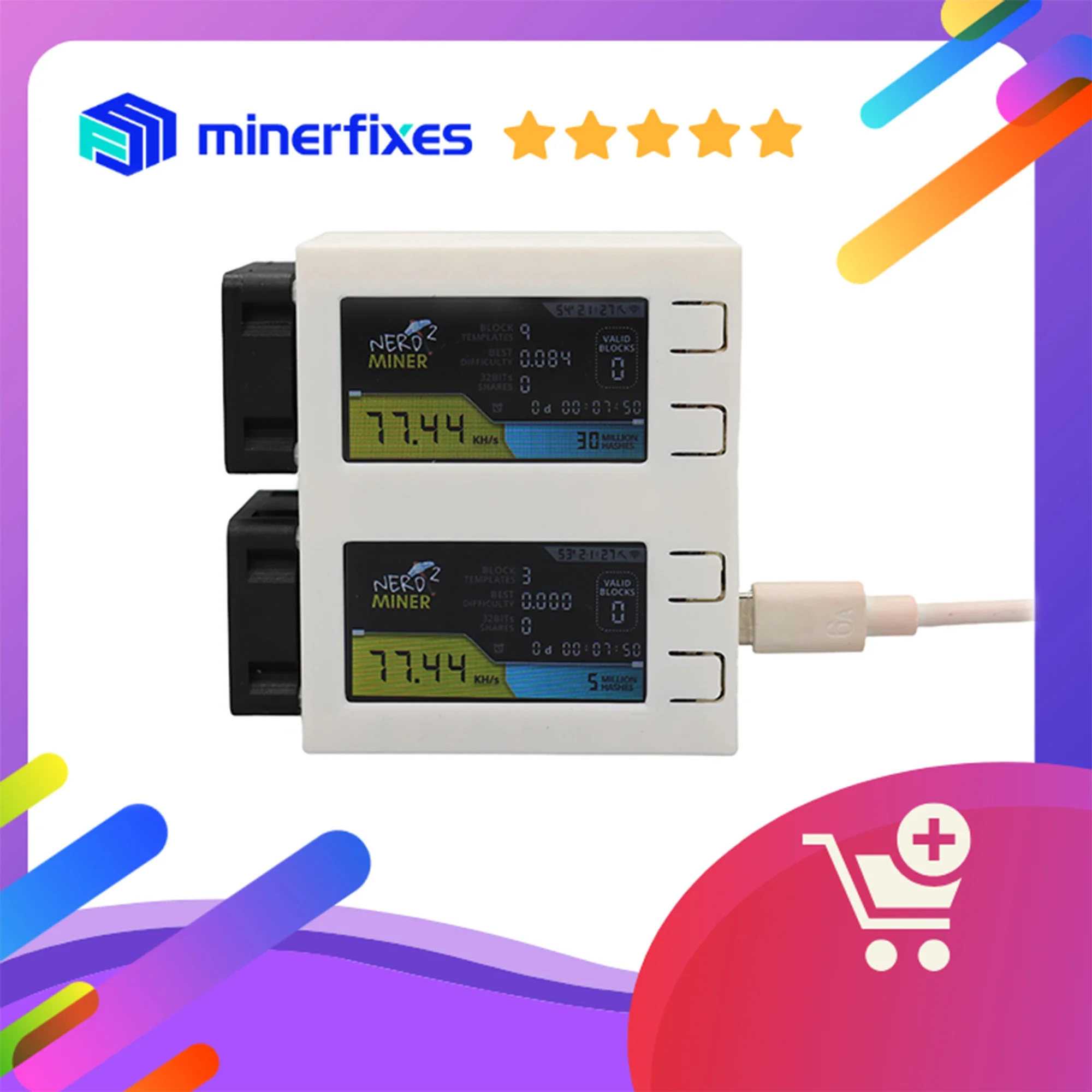 

NerdMiner S19 Mini Tiny Lottery Miner 156KH/s Hashrate V1.6.3 Bitcoin BTC Solo Mining Miner for DIY Christmas Gift