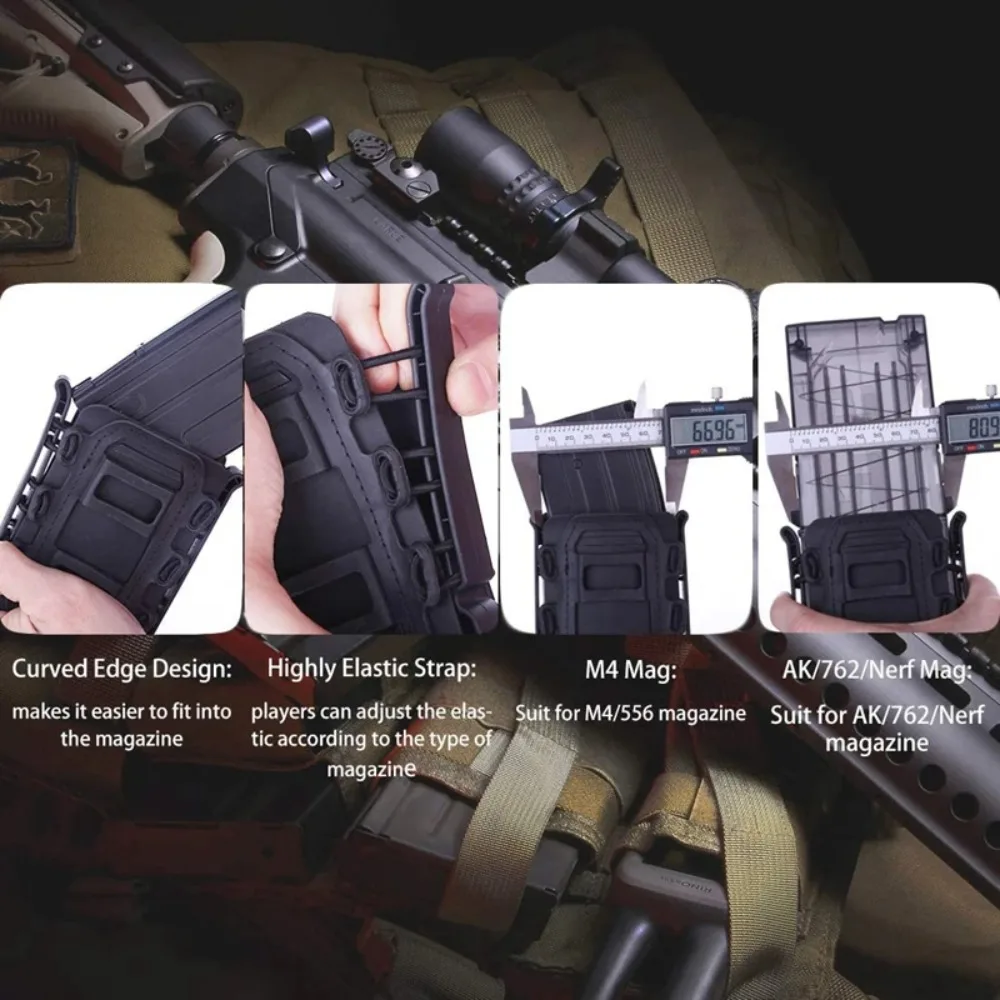 Tactical Magazine Pouch Molle for Ar15 M4 5.56 7.62 9mm Scorpion Fast Mag Quick Release Mag TPR Holster Adjustable Case Box - view 4