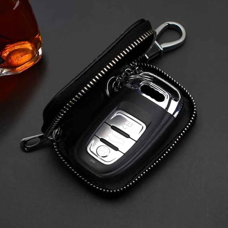 Genuine Leather Car Key Cover Key Case Wallet Keychain Bag For Skoda Octavia Fabia Superb Rapid Kodiaq Kamiq Karoq accessories