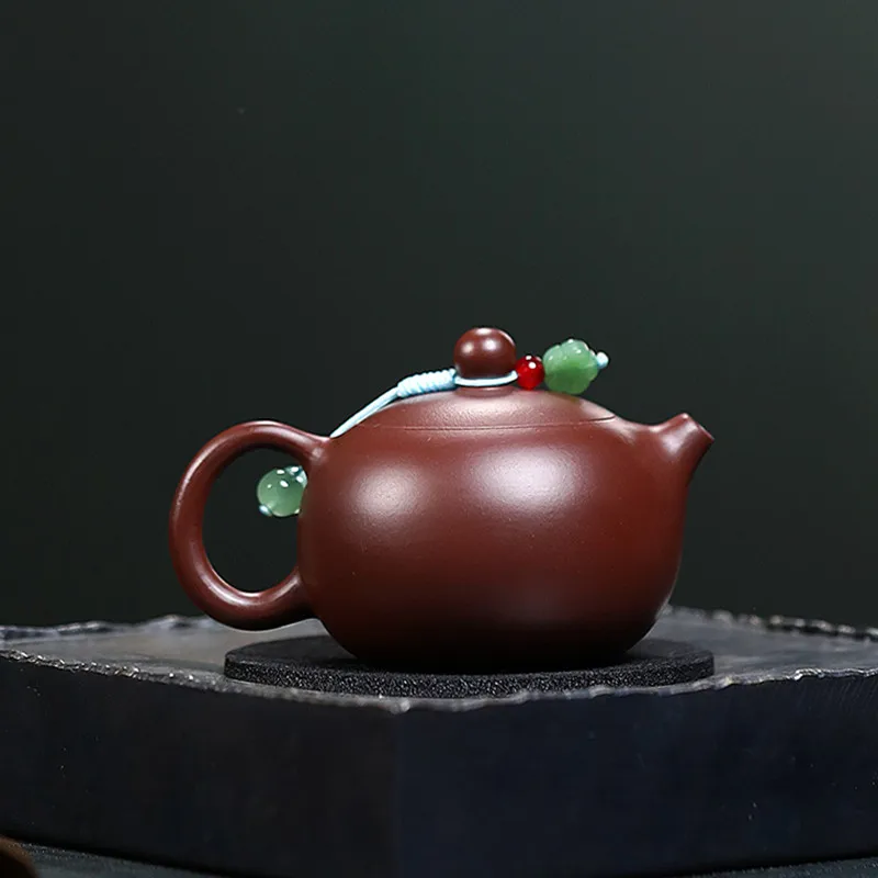Chinese Yixing Purple Clay Teapot Handmade Raw Ore Purple Mud Xishi Tea Pot Small Capacity Kettle Household Zisha Tea Set 110ml