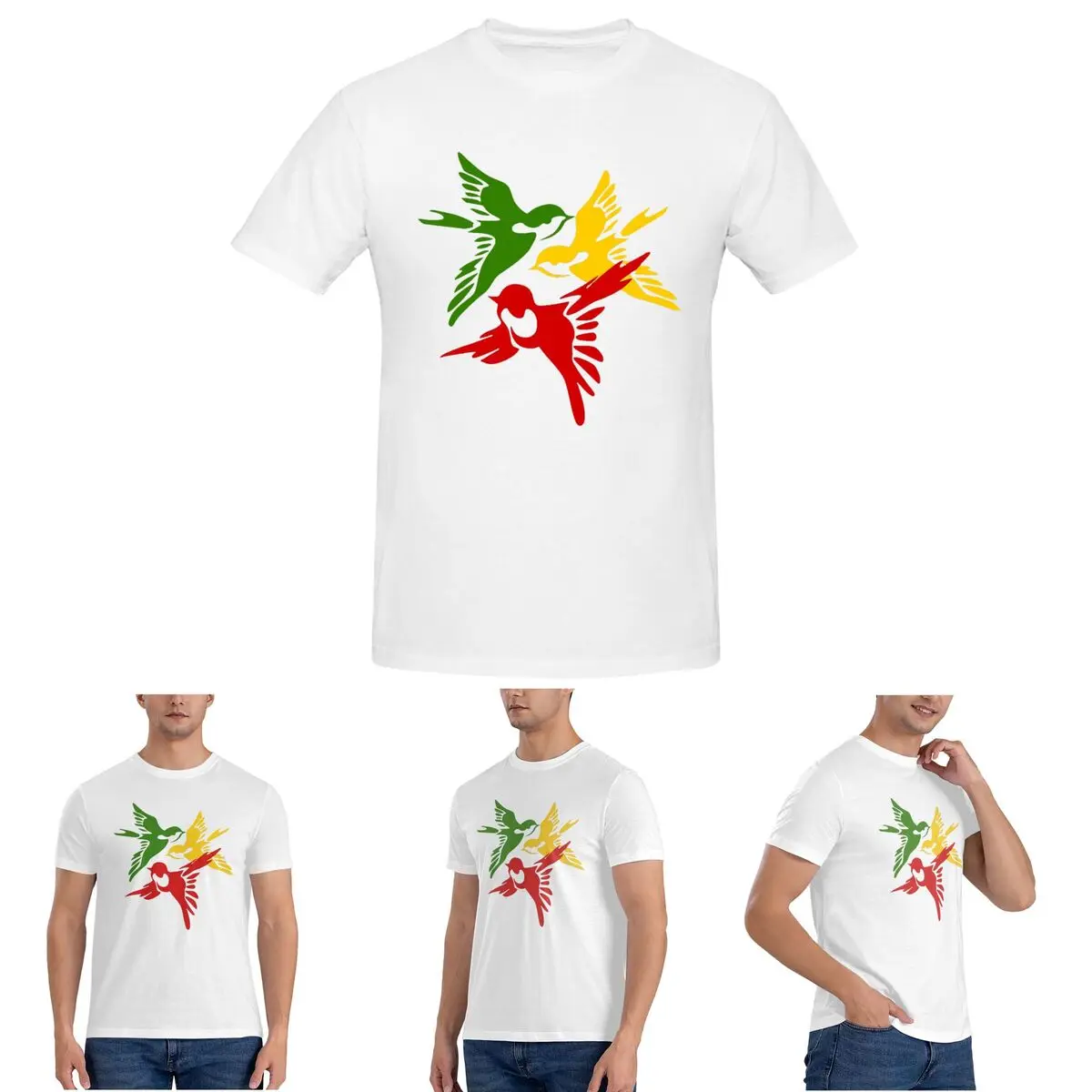 

Kawaii Three Little Birds Reggae T-Shirt for Men Cotton Oversized T Shirts Men's Tees Short Crew Neck Summer Clothes Tops S-6XL
