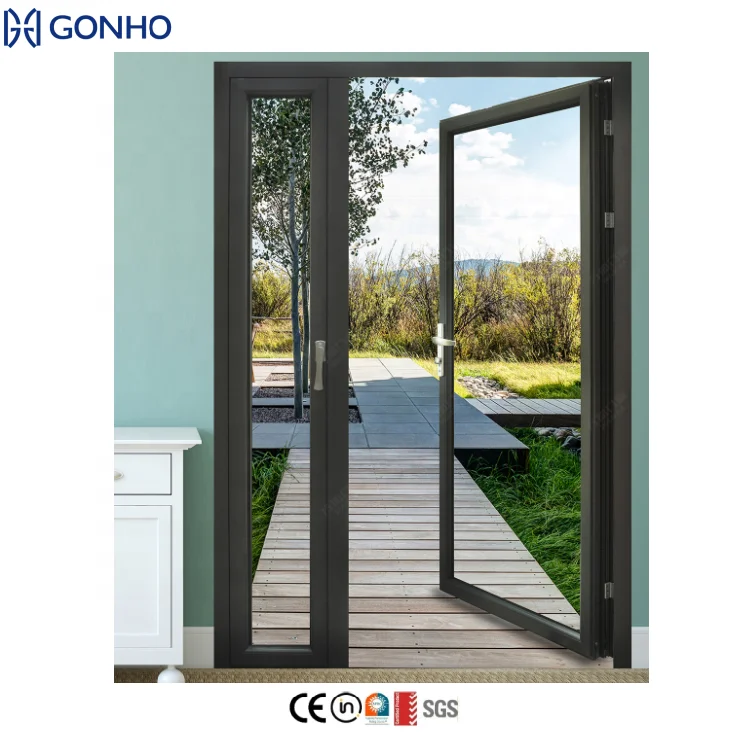 Aluminum Extremely Narrow Frame Casement Hinged Door Villa House Casement Metal Windows and Doors