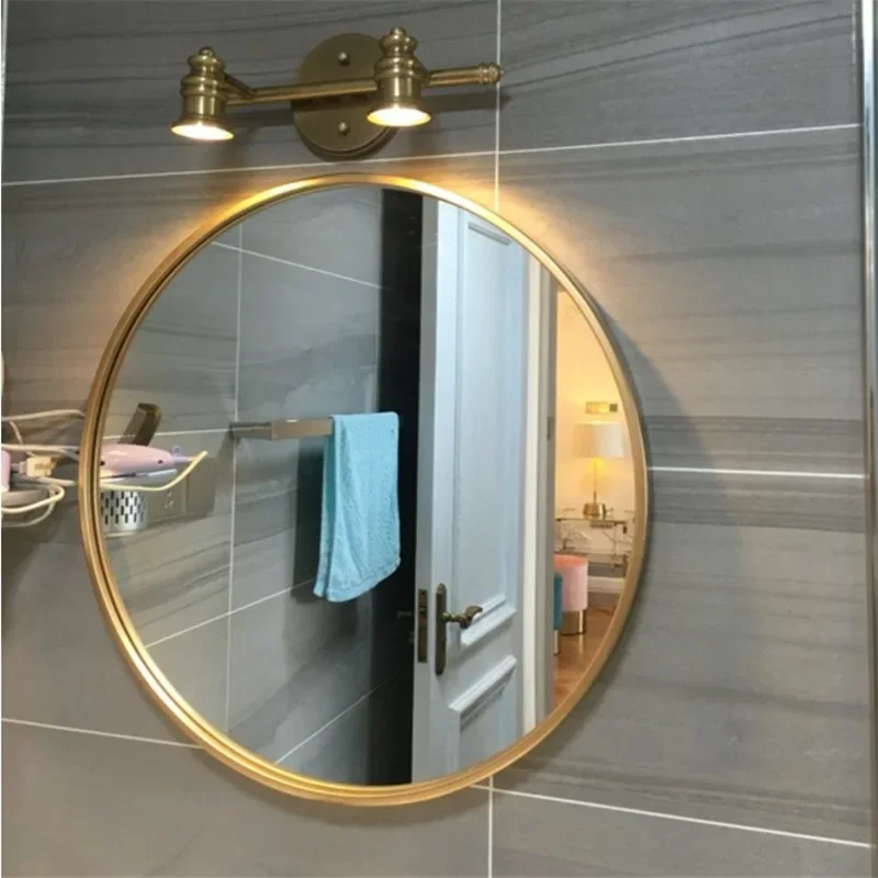 Nordic Home Wrought Iron Round Cosmetic Mirror Custom Hotel Wall Hanging Simple Bathroom Mirror Moisture And Dirt Resistant