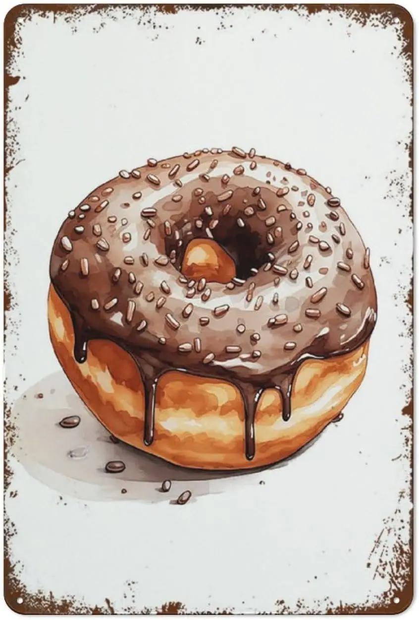 Donut Poster Dessert Art Baking Donut Food Sweets Dessert Farmhouse Warehouse Barn Metal Plaque Retro Metal Sign Guest Wall sign