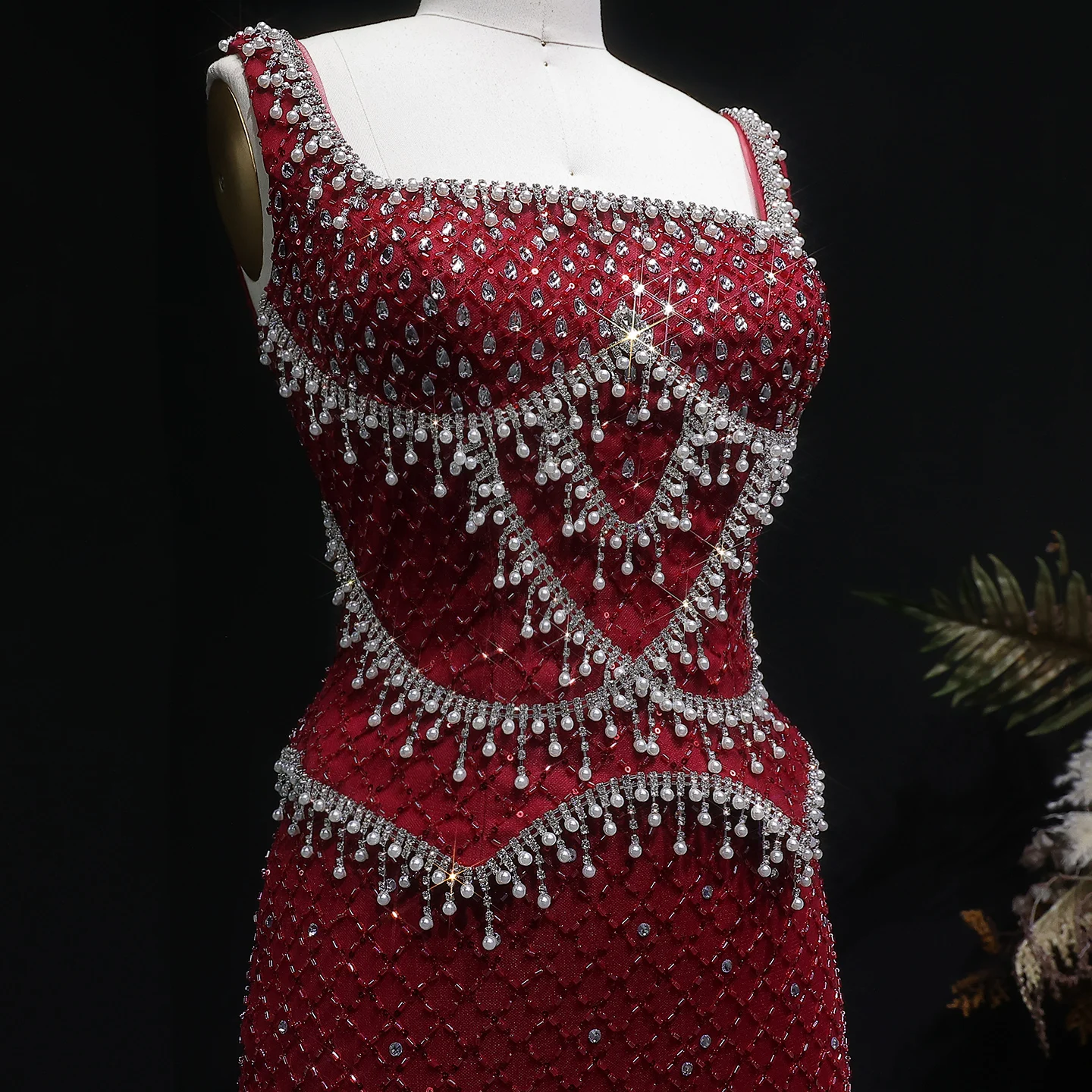 Sharon Said Luxuriöses Graues Meerjungfrauen-Abendkleid mit Zwei Teilen Perlen Kristall für Damen Hochzeit Party Ballkleid SS631 Maßanfertigung – Detail 28
