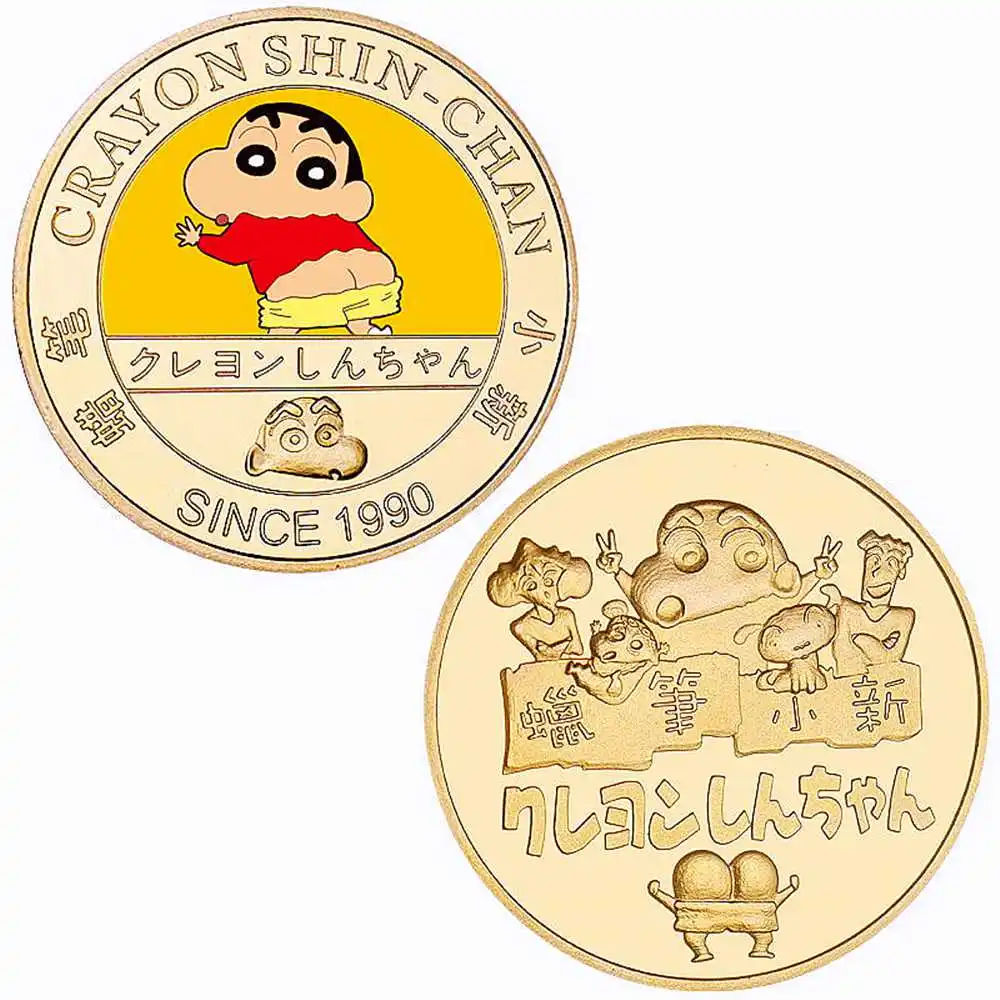 

Crayon Shin-Chan Coin Metal Crayon Shin-Chan Coin Tcg Anime Commemorative Coins Collectibles Cartoon Medal Badge Kids Toys Gifts