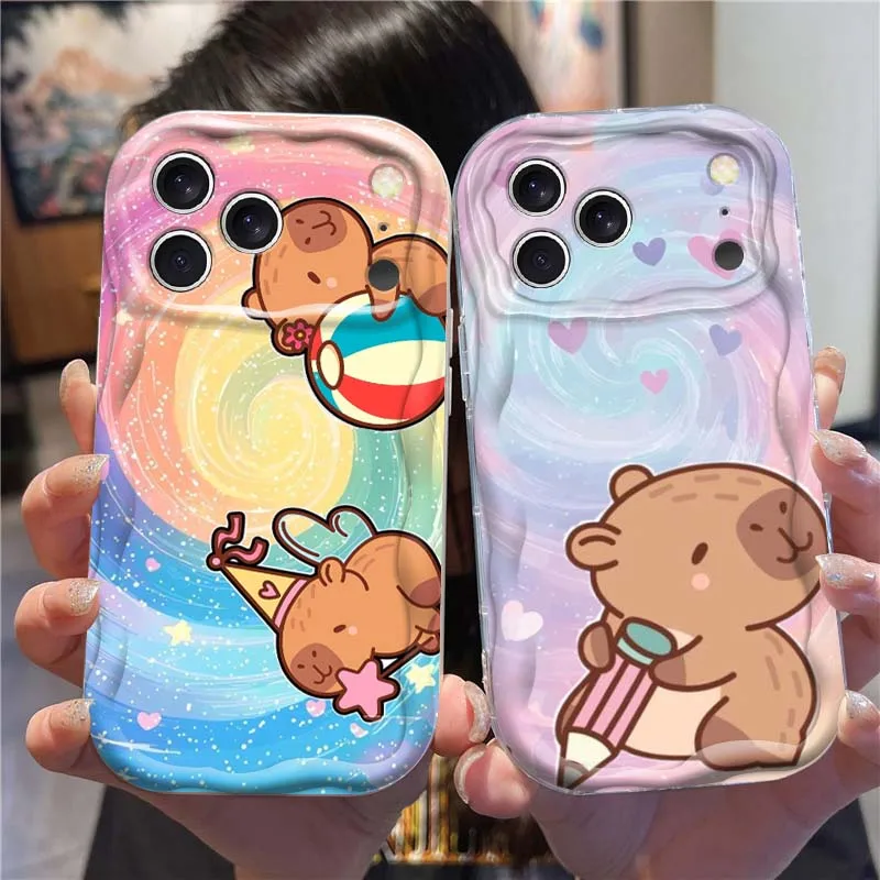 

Color Capybara Art Popular Phone Case For Apple iPhone 17 16 16E 15 14 13 12 11 XS Air Pro Max Plus Wave Oil Soft Funda