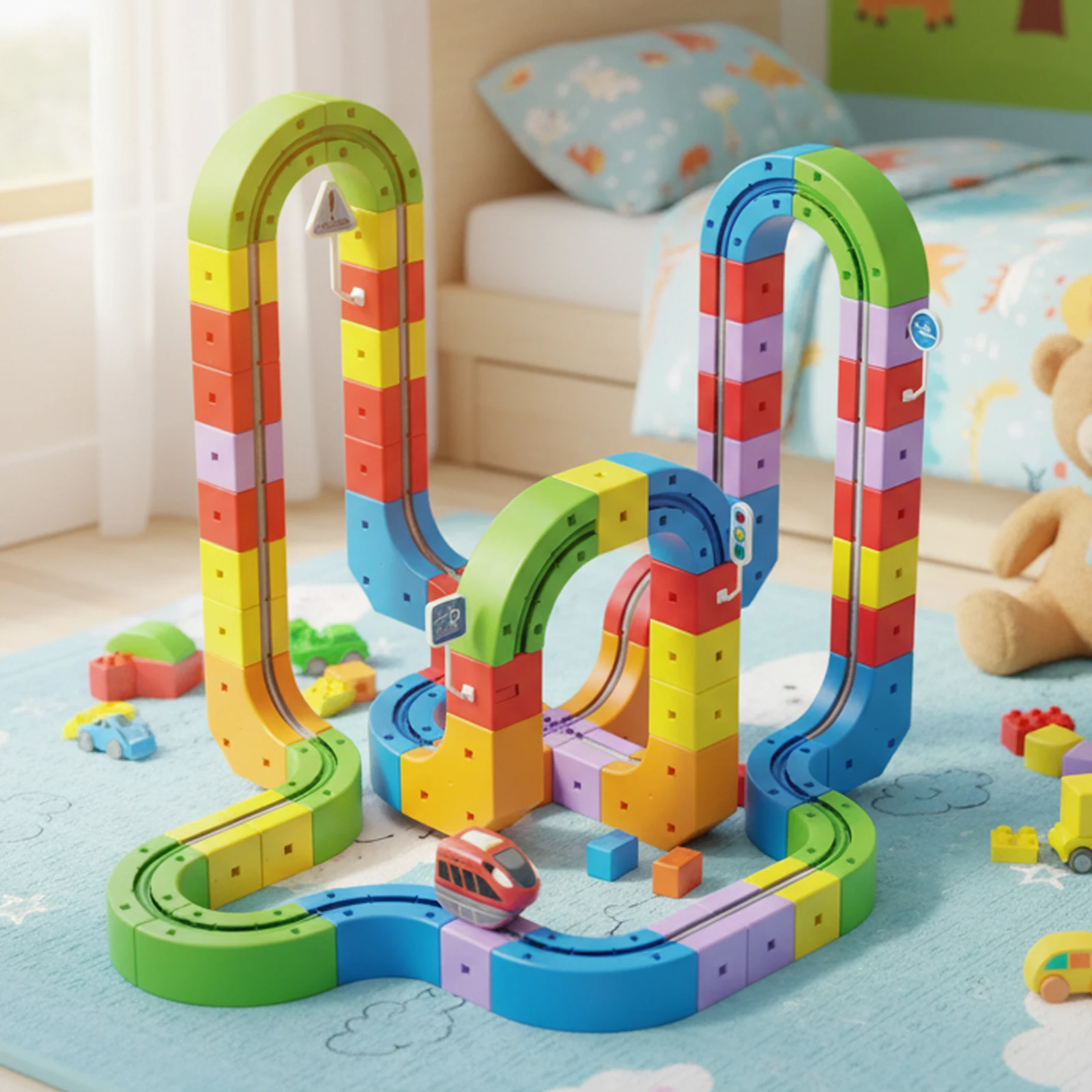 Transformable Magnetic Track Train Set Versatile Building Tracks Magnetic Train Diy Non-Remote Rail Car Brain Boosting Toy Gifts