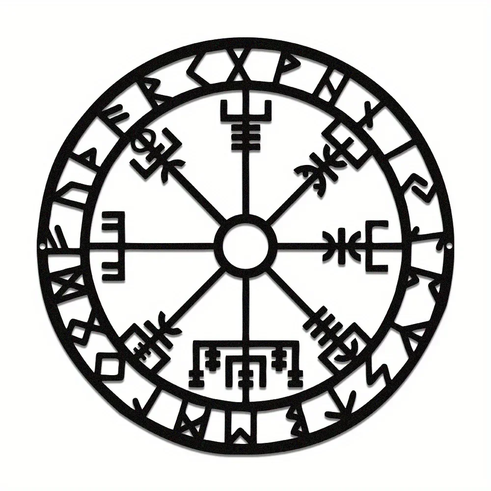 CIFBUY Iron Wall Art Viking Compass Metal Waterproof Sculpture For Home Office Hanging Decor Boho Gift