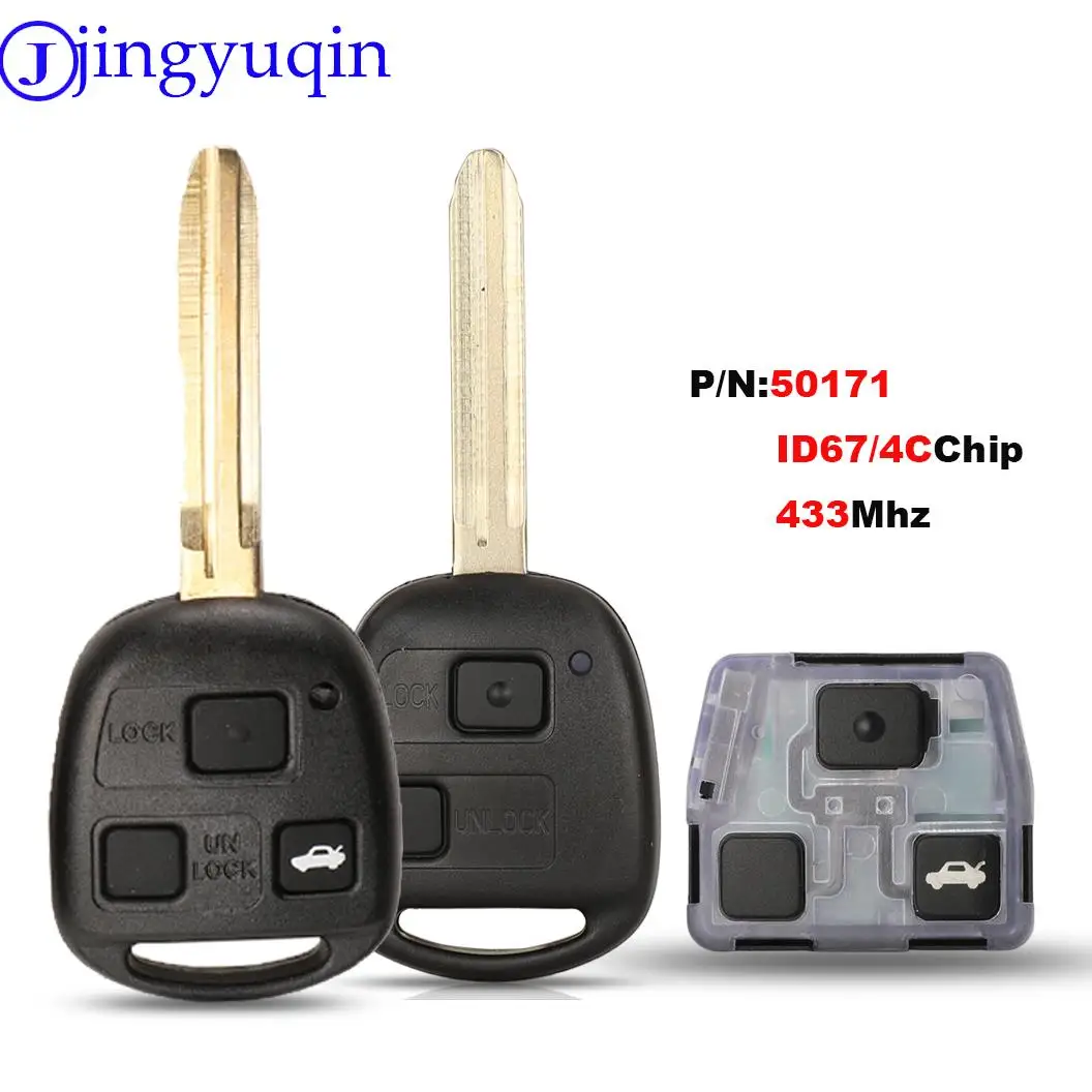 jingyuqin Modified Flip 2 Buttons Remote Key Fob 433MHz 4D67 Chip For Toyota Prado 120 RAV4 Kluger FCC ID: 50171