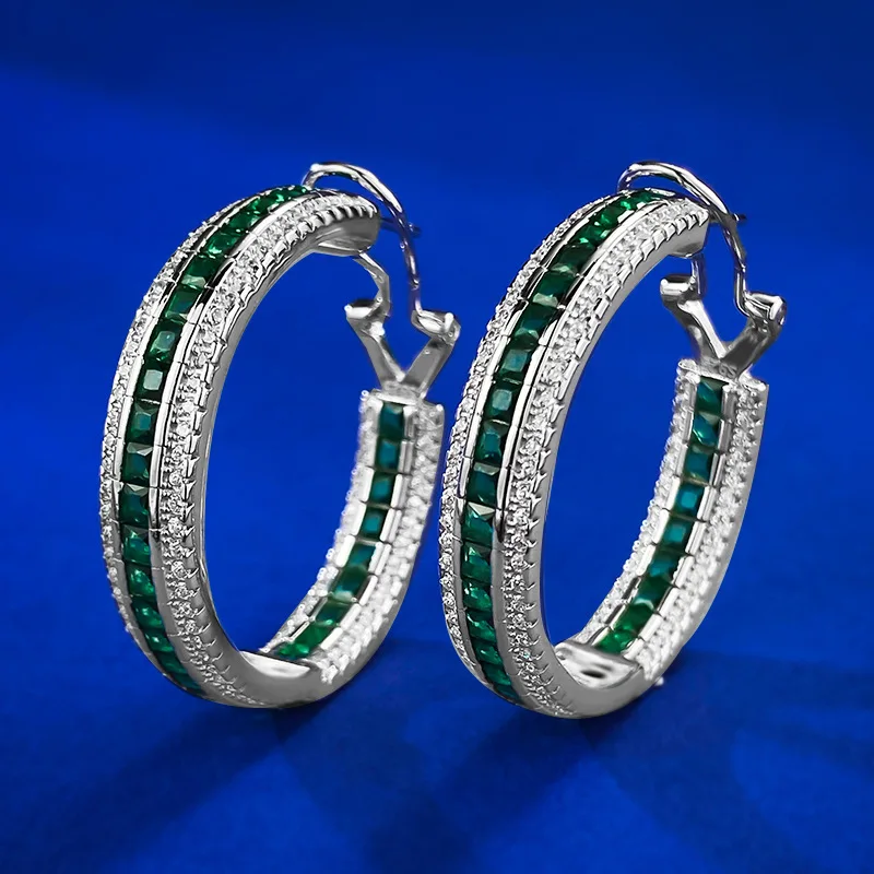 

S925 Silver Emerald Earrings Female European and American AliExpress Wish Cross border Wholesale