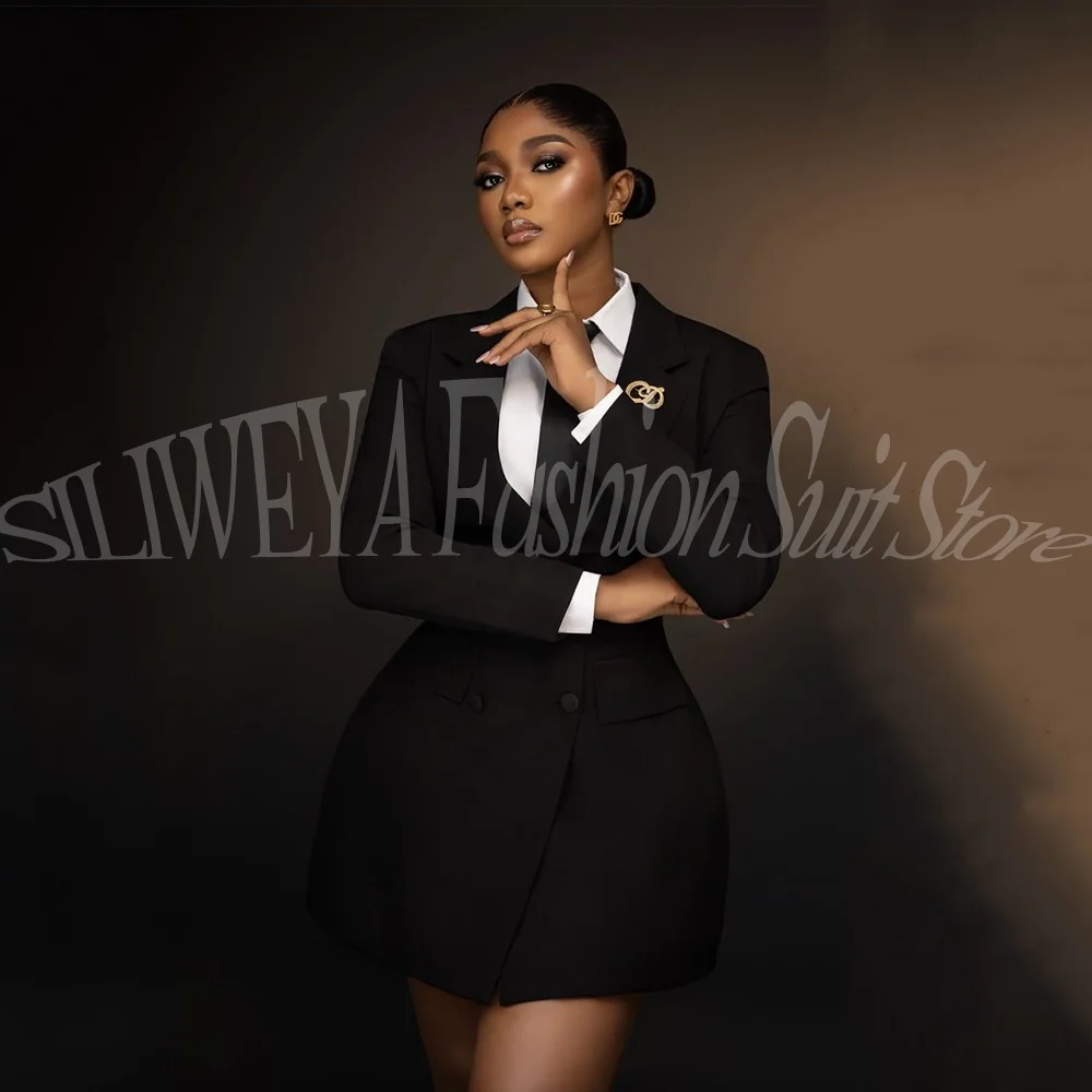 Elegant Black Women Blazer Suit Formal Business Office Work Wear 2026 New Plus Size Ladies 1 Piece Blazer Dress For Evening Part