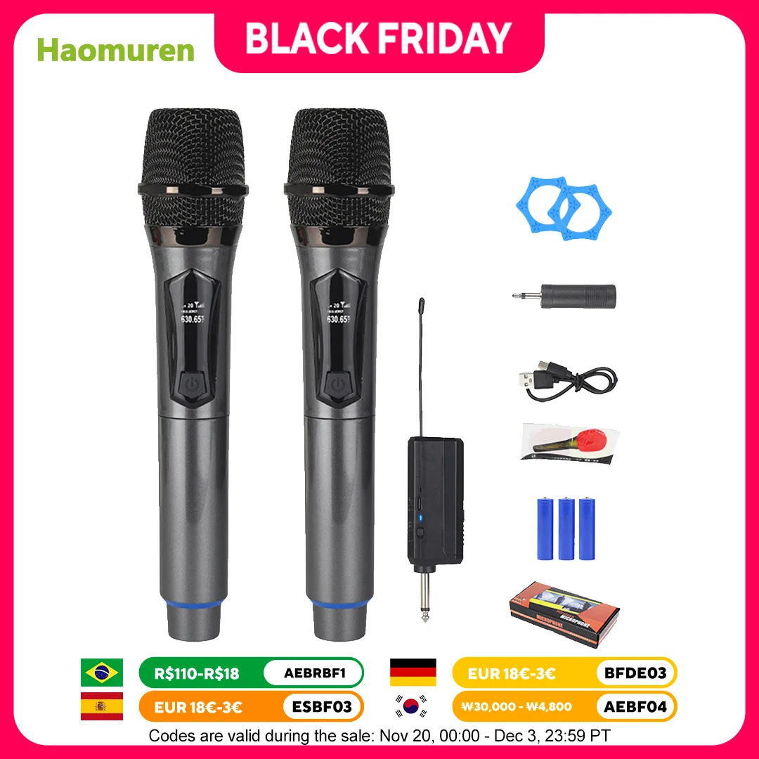 

Haomuren Professional Wireless Microphone Dynamic Handheld Microphones Karaoke Microphone Mic For Live Church Club Party DJ