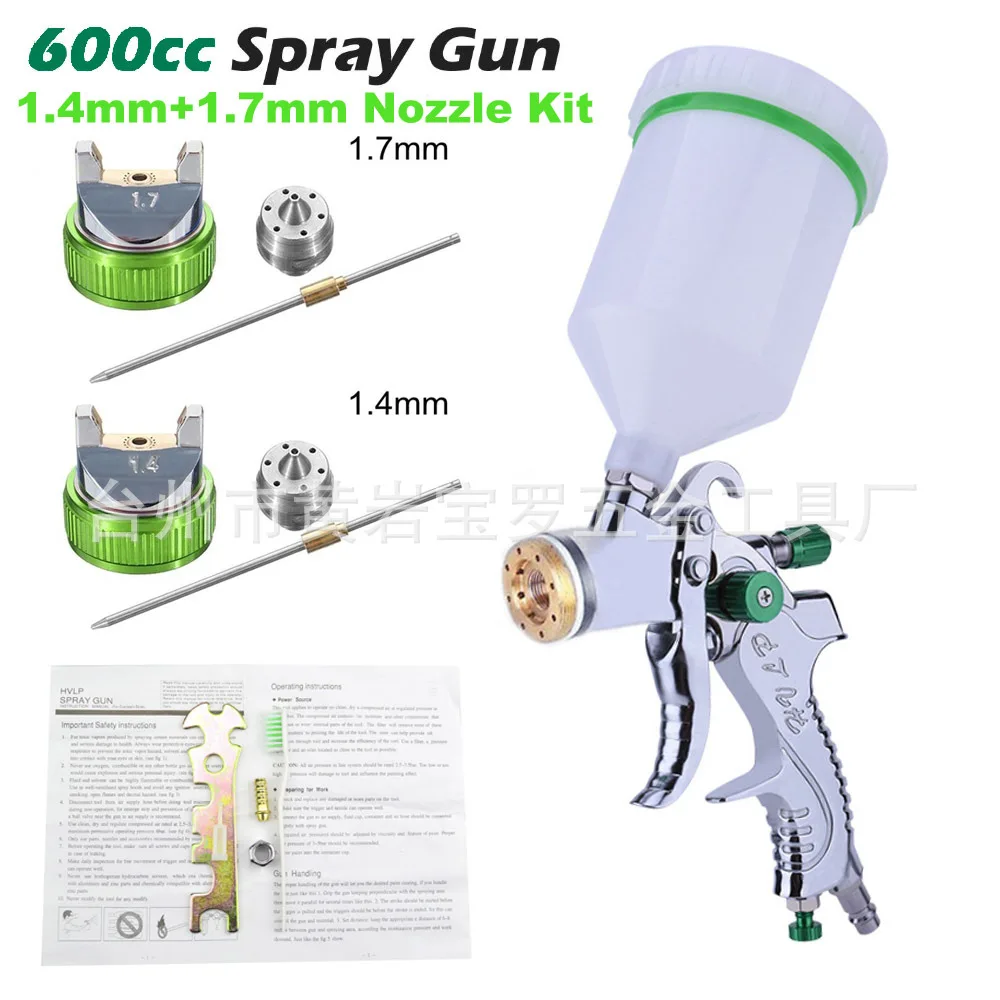 

Professional HVLP Spay Gun 1.4/1.7/2.0mm Nozzle Adjustable Pneumatic Gravity Spray Gun Suitable For Cars Fences Walls Furniture