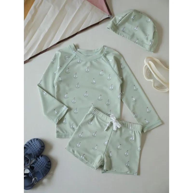 Baby  Swimwears Long Sleeved Sunscreen Swimsuits Beach Vacation Peach Heart Swimsuit for Girls  Kids Swimwear  Bikinis