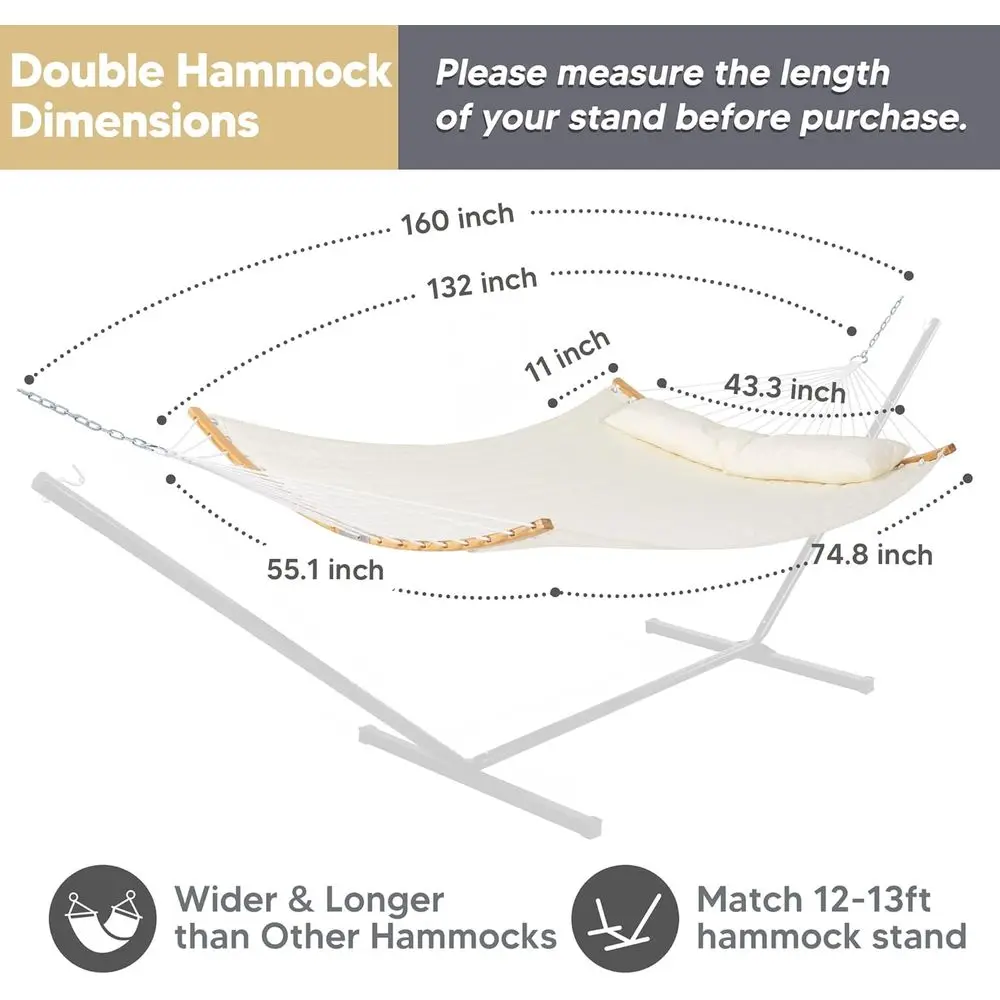 Outdoor Hanging Tree Hammock for Large Stand, Beige