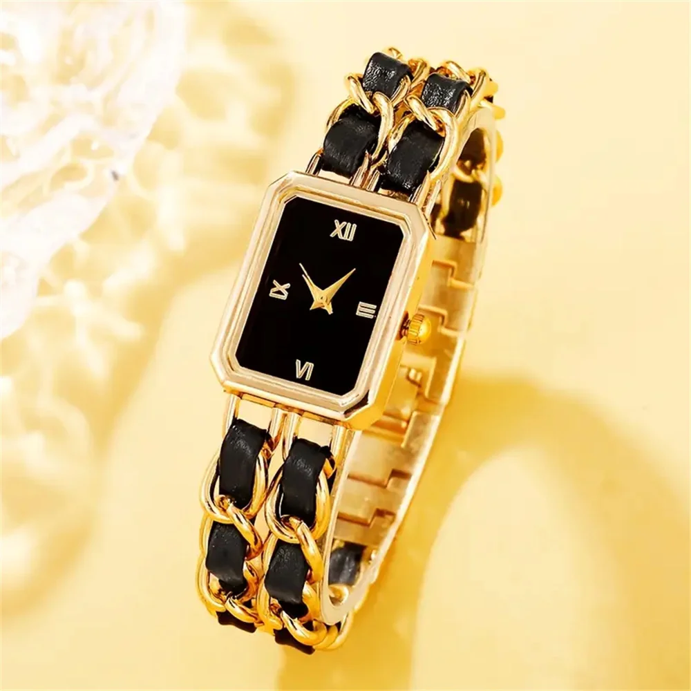 Элегантный комплект женских часов из 6 предметов — кварцевый механизм, квадратный корпус, ремешок из цинкового сплава, функция таймера — идеальный подарок на День святого Валентина