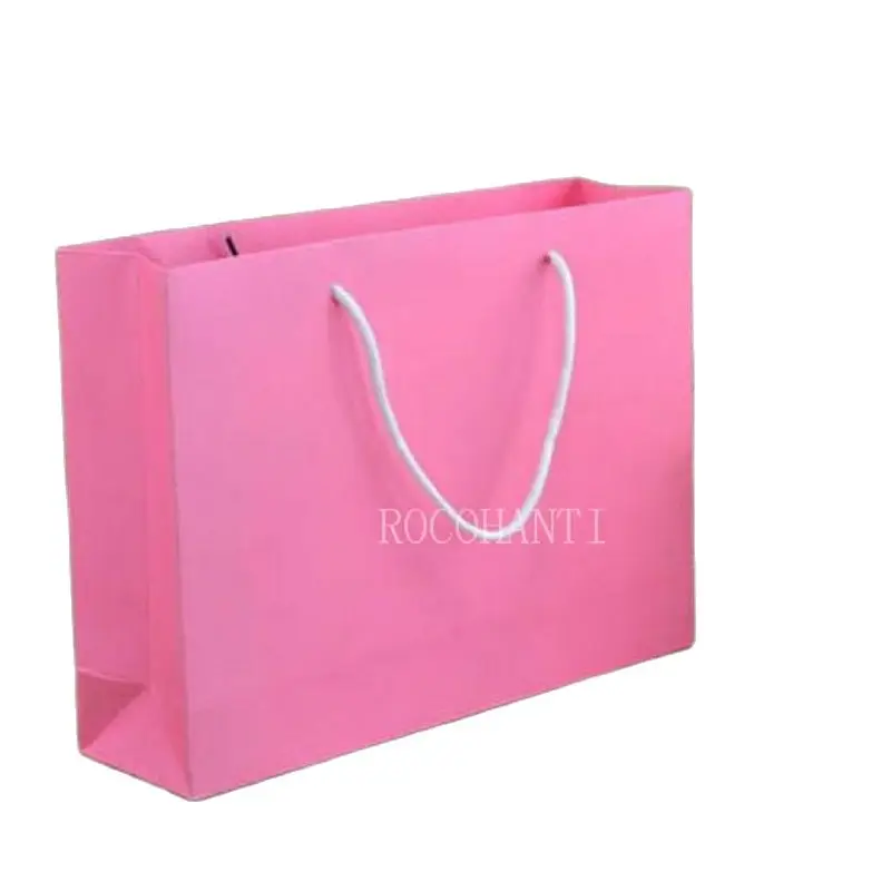 Bolsas de embalaje para el cabello de 20 piezas, papel de regalo de boutique rosa, bolsa de compras para ropa, peluca, zapatos, bolsos, cosméticos, maquillaje de belleza