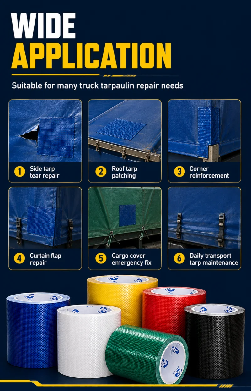 LKW-Planenreparaturband, wasserdicht, stark klebend, Reparaturrolle für PVC-, PE-Planen, Zeltabdeckungen, Taschen, Leckreparatur, Outdoor – Detail 8