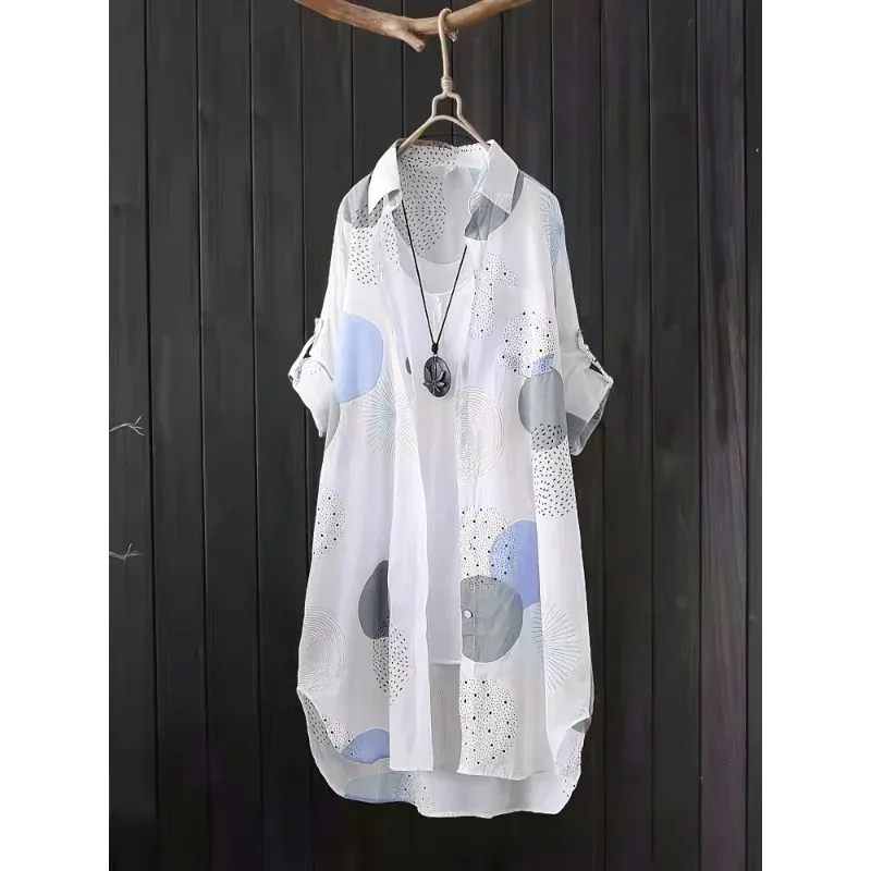 

Temperament Casual Woman Loose Blouse Fashion Woman Elegant Long Sleeve Blouse Holiday Weekend Sun Protection Female Shirt
