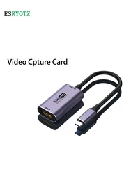 USB C Video Capture Card 4K HDMI-compatible Video Grabber Live Streaming Box Recording for PS4 XBOX Phone Game DVD HD Camera