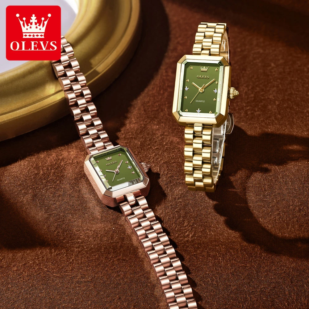 OLEVS 5690 Luxury Elegant Golden Ladies Wristwatch Waterproof Solid Steel Strap Quartz Women's Dress Watches Original