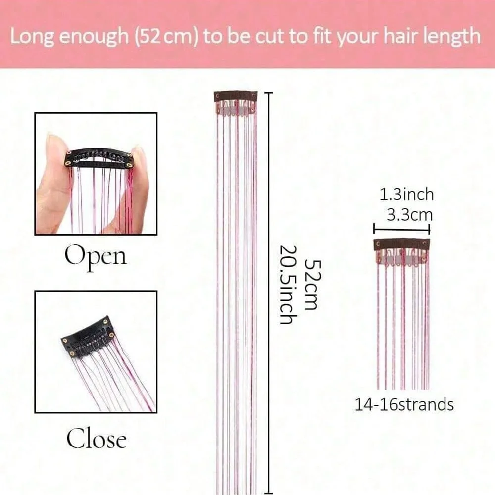 12Pcs Hair Tinsel Clip In 19.7