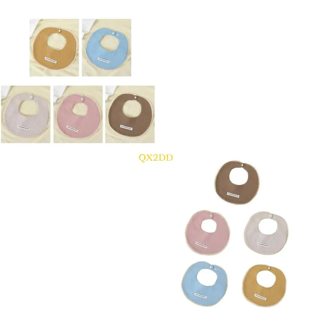 

QX2D 5pcs Cotton Baby Drools Bib Adjustable Burp Cloth for Boys Teething & Feeding