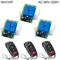 QIACHIP 433MHz Remote Control Switch AC 110V 220V 4CH RF Wireless Receiver Relay Module and Transmitter for Garage Door Light