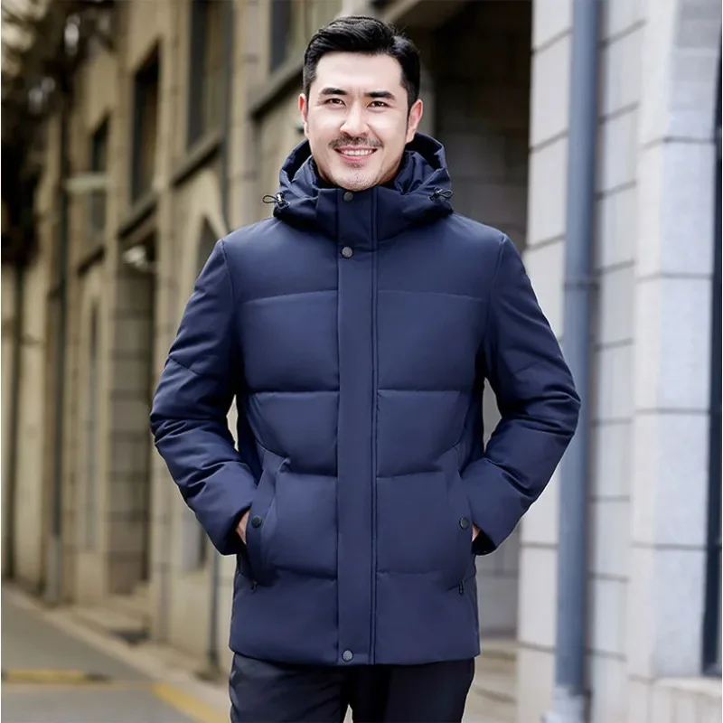 Winter Coat Short Loose Leisure Parkas Thicken Warm Middle Age Outwear New Men Down Jacket Detachable Hooded Overcoat