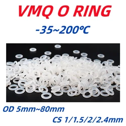 VMQ White Silicone O Ring OD 5mm~80mm CS 1/1.5/2/2.4mm Food Grade Silicone O-Rings Heat Resistant Sealing Rubber Gasket