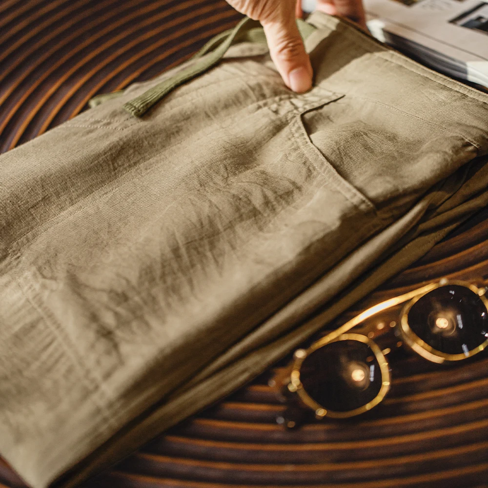 Maden Men’s Vintage Chino Pants Lightweight Linen-Blend Trousers with Elastic Waist Casual Khaki Baker Pants for Summer and Fall 4 Maden Men's Vintage Chino Pants Lightweight Linen-Blend Trousers with Elastic Waist Casual Khaki Baker Pants for Summer and Fall 4