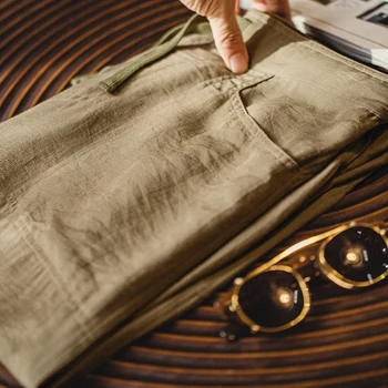 Maden Men's Vintage Chino Pants Lightweight Linen-Blend Trousers with Elastic Waist Casual Khaki Baker Pants for Summer and Fall 4 Maden Men's Vintage Chino Pants Lightweight Linen-Blend Trousers with Elastic Waist Casual Khaki Baker Pants for Summer and Fall 4