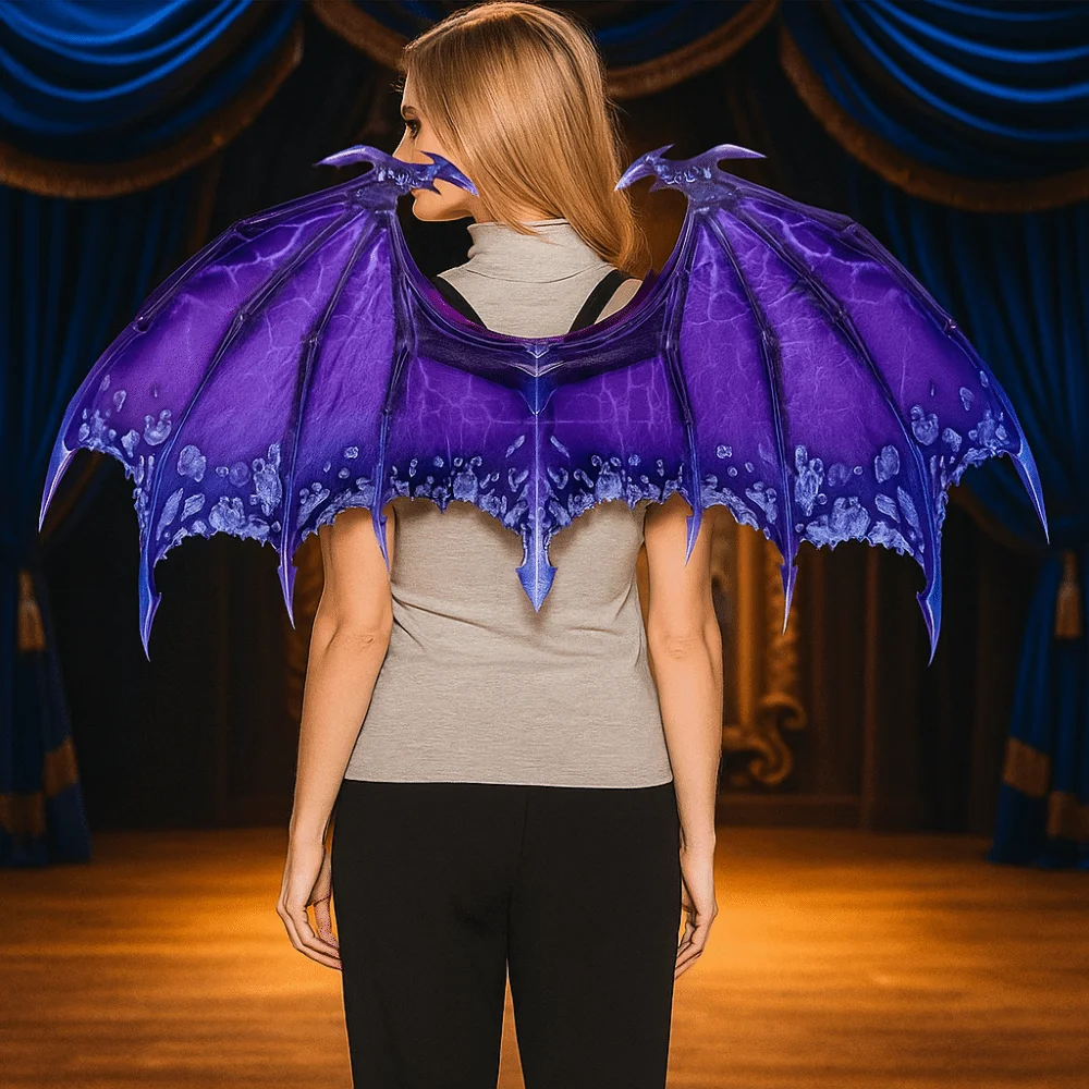 

Foldable Halloween Dragon Wing Elastic Band Non-woven Fabric Masquerade Dragon Wing Unisex Universal Cosplay Wing Costume Photo