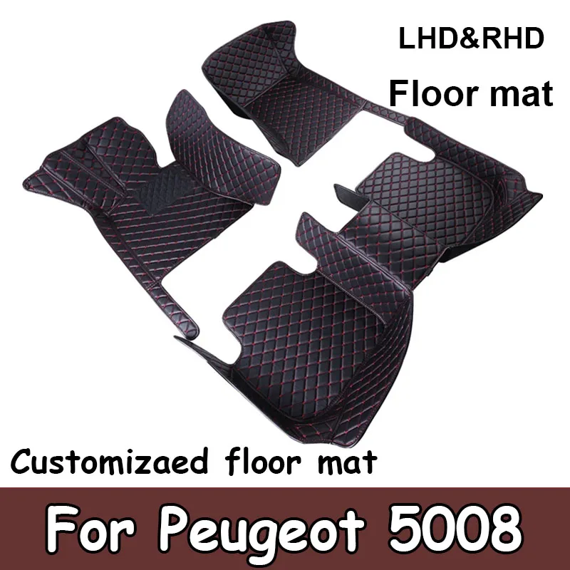 Car Floor Mats For Peugeot 5008 Seven Seats 2017-2023 18 19 20 21 22 23 Custom Auto Foot Pads Carpet Cover Interior Accessories