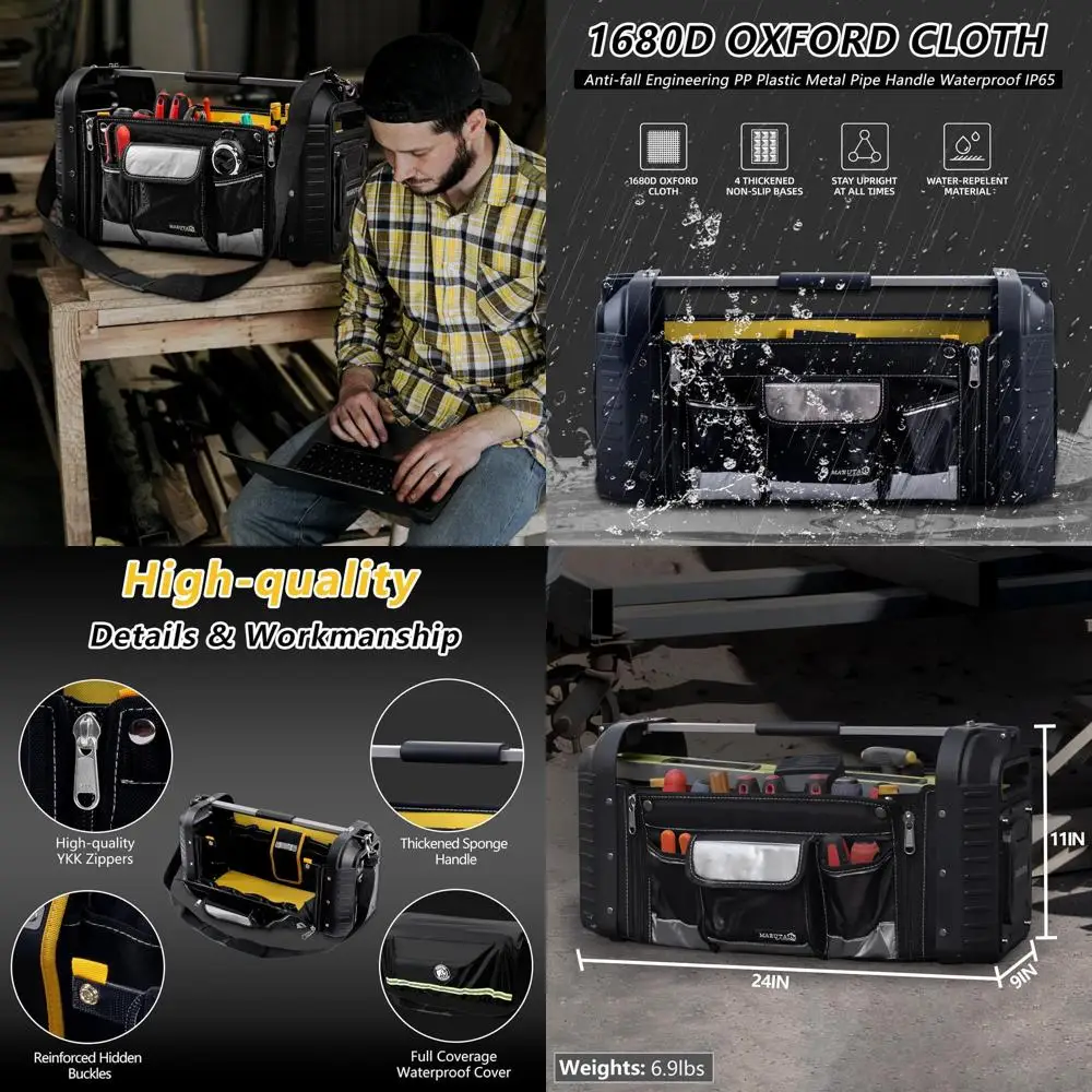 

24-секционная сверхпрочная водонепроницаемая сумка для инструментов с 29 карманами для механиков и электриков