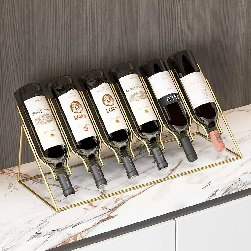 High Quality Red Wine Rack Inverted Simple Designer Cabinet Storage Rack Creative Desktop Wine Bottle Display Ornaments #0040