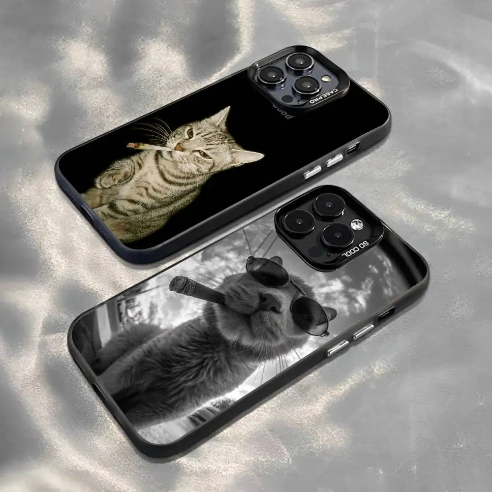 

Cool cat Phone Case For iPhone 17,16,15,14,13,12,11 Plus,Pro Max,XS,Colorful Silver Phone case Funda Cover