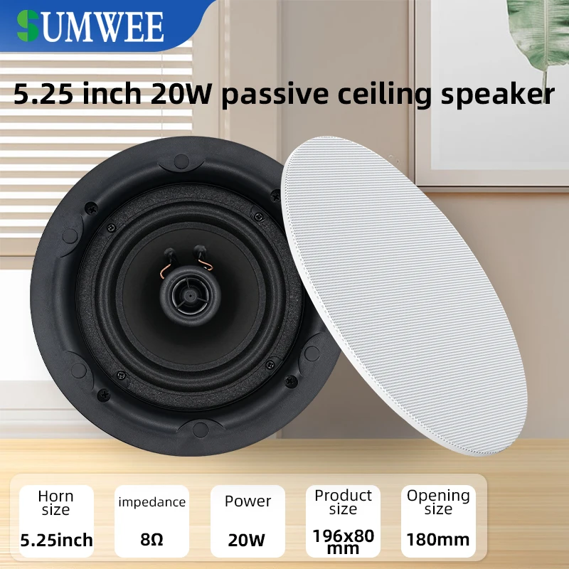 ovatop-wholesale-coaxial-speaker-525-inch-ceiling-speaker-8-ohms-with-rimless-20-40w-for-home-theater-passive-ceiling-speakers