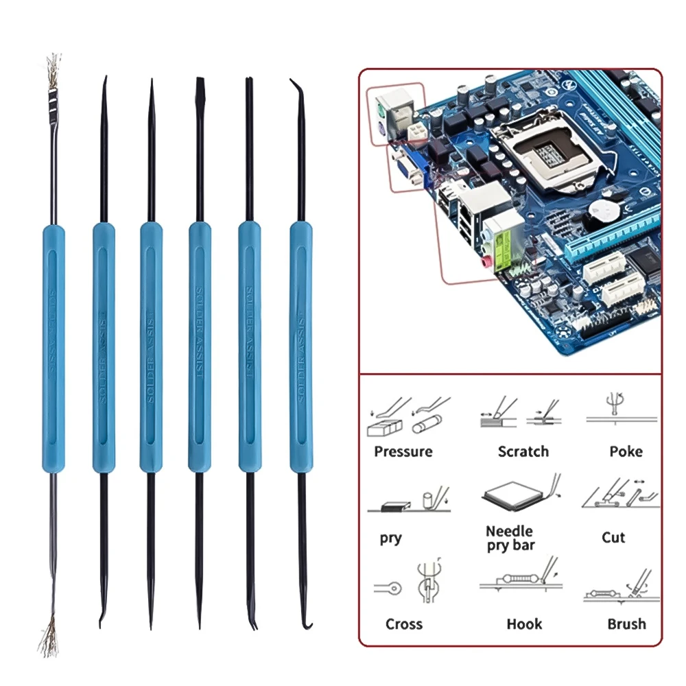 6pcs Soldering iron kit BGA Solder Assist Tools for PCB Repair Rework Electronic Circuit Board Auxiliary Maintenance Welding