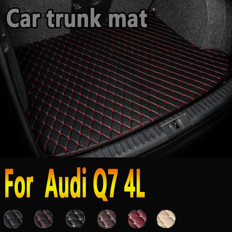 Car Trunk Mat For Audi Q7 4L MK1 2005~2015 Leather Car Trunk Mats Cargo Tray Trunk Waterproof Protective Pads Car Accessories