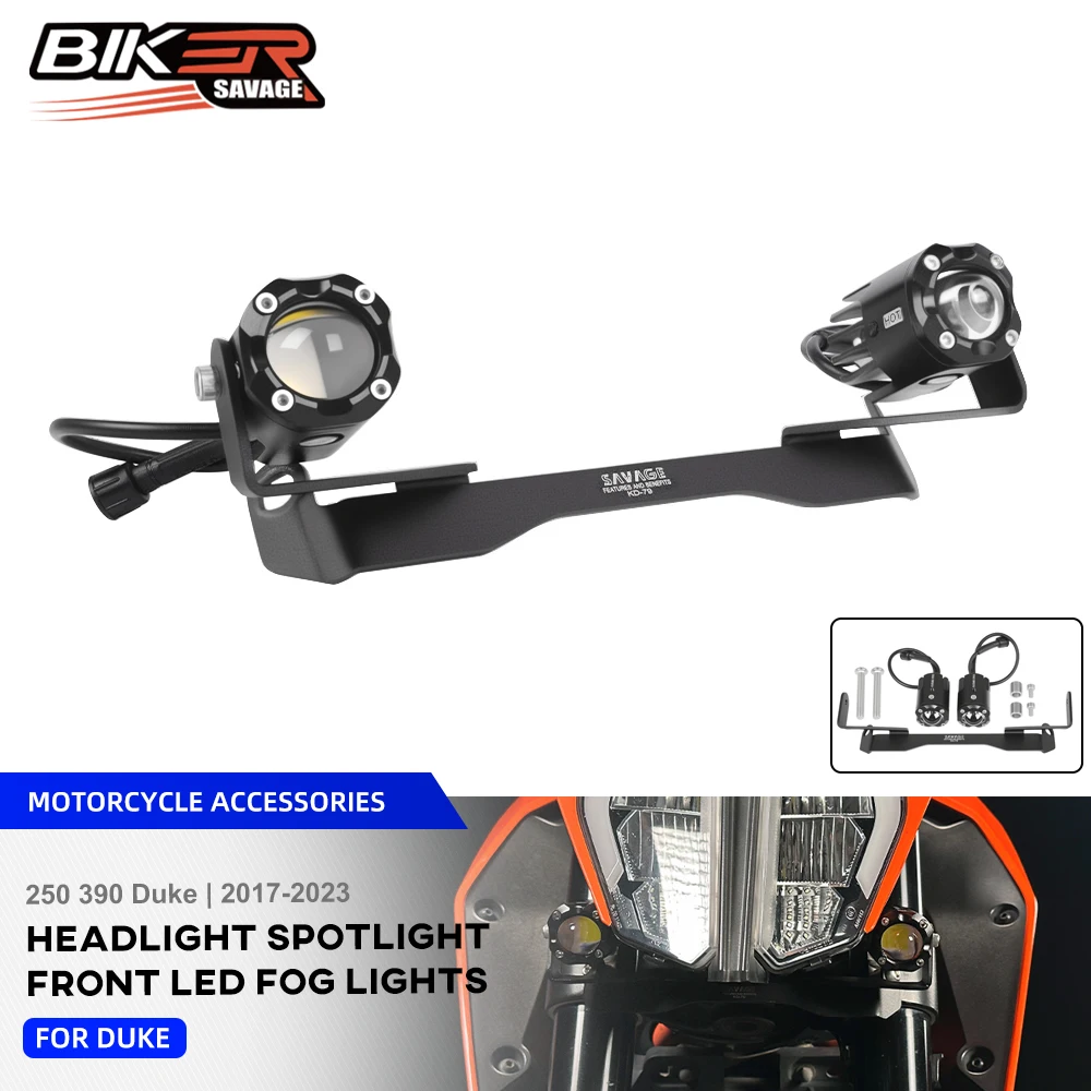 2023 390 Motorcycle Headlight Fog Lights For 250 Duke 390 2017+ DUKE Spotlight Headlamp Dual Color Flasher Farol Moto Fog Lamp