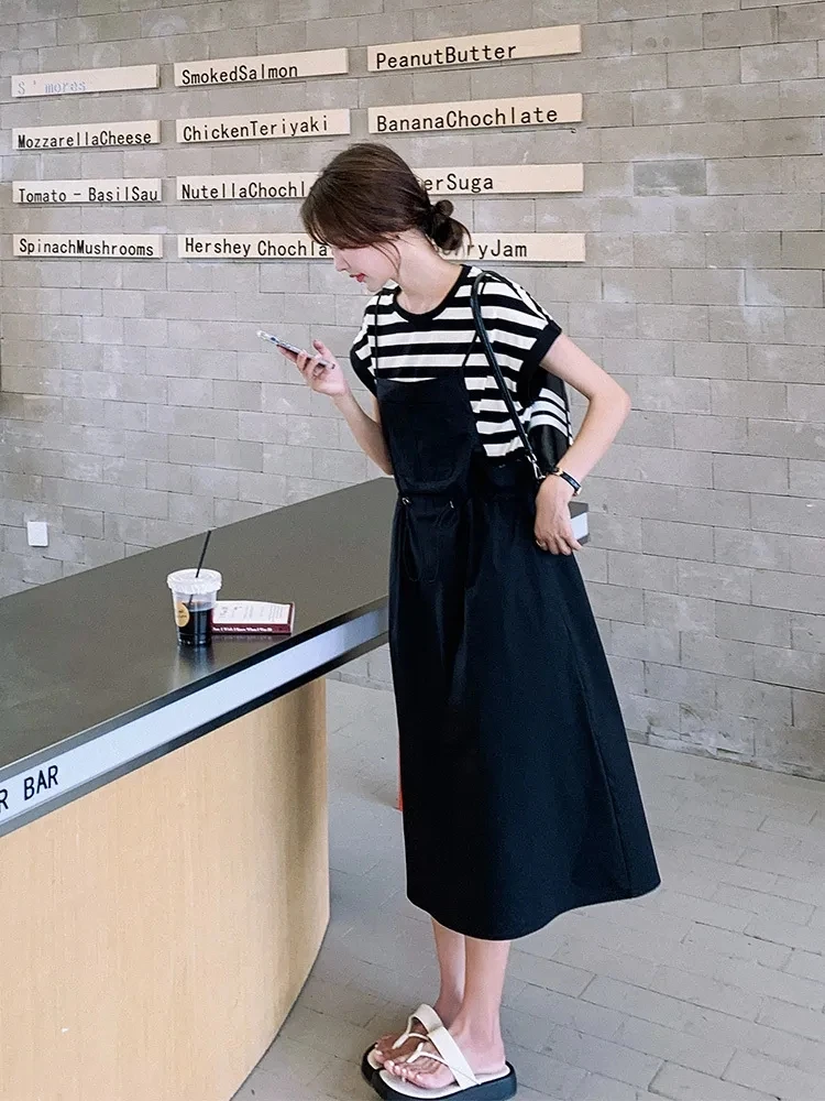 حجم كبير خمر المرقعة وهمية قطعتين الدكتور المرأة الصيف فضفاض التخسيس شريط طويل Dr مريحة عالية الخصر ألف لين... #2