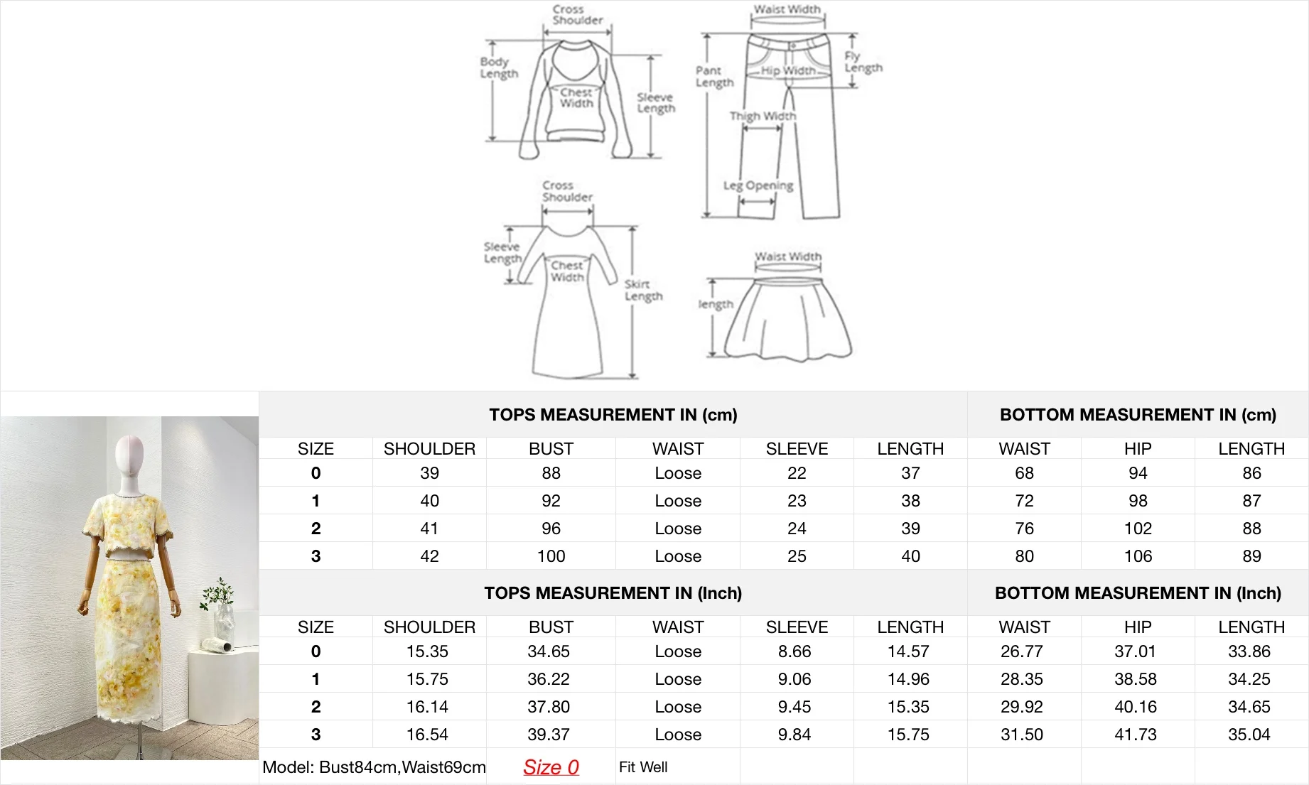 الضوء الأصفر شل حافة الأزهار طباعة الماس قصيرة الأكمام بلوزة قمم وتنورة مجموعة 2025 تصميم جديد الربيع