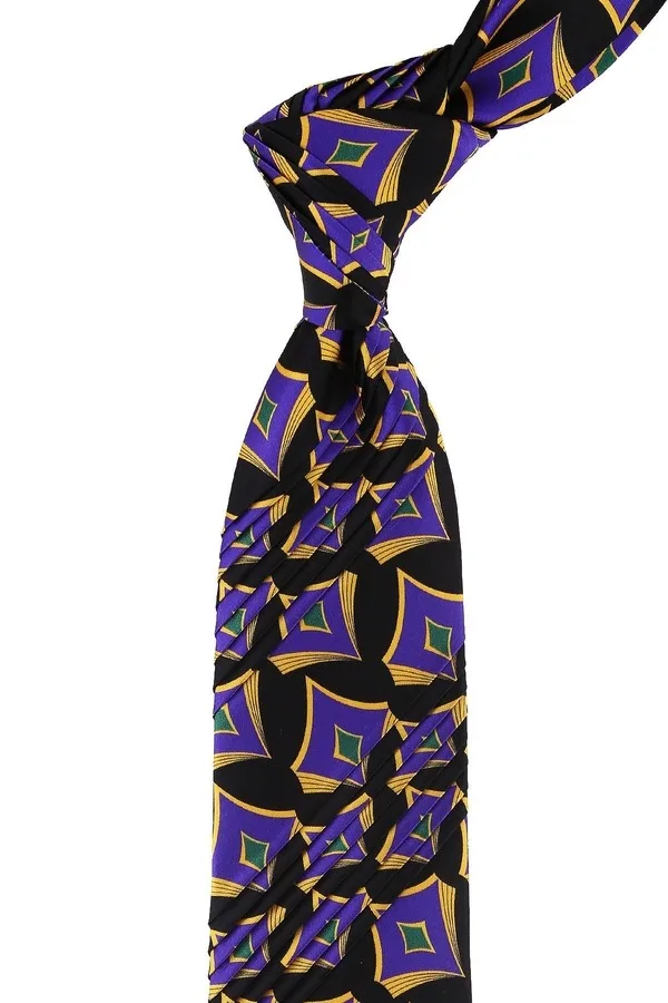 Black Motif Pattern Piliseli Silk Tie EST152