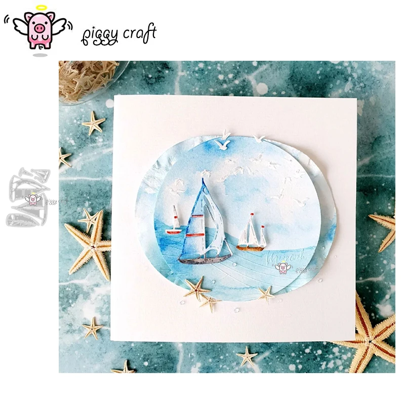 Piggy Craft metal cutting dies cut die mold Sailboat decoration Scrapbook paper craft knife mould blade punch stencils dies