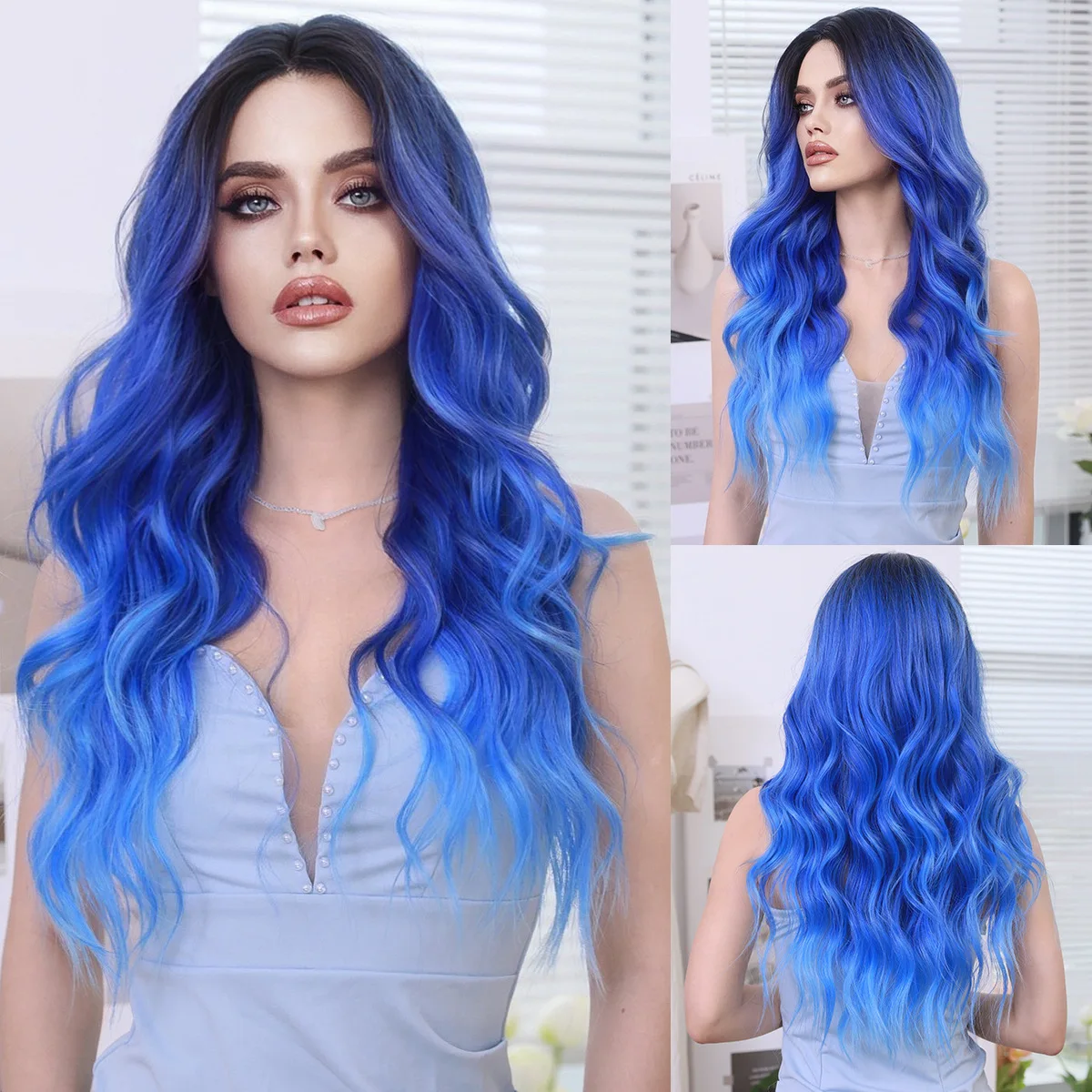 

Small LaceWig Gradient Wave Long Curly Hair Chemical Fiber Wig