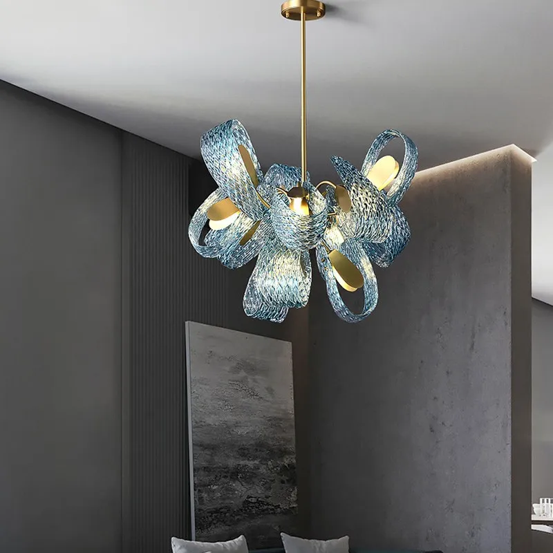 

Living room chandelier, light luxury all-copper bedroom dining room model room creative art lamps